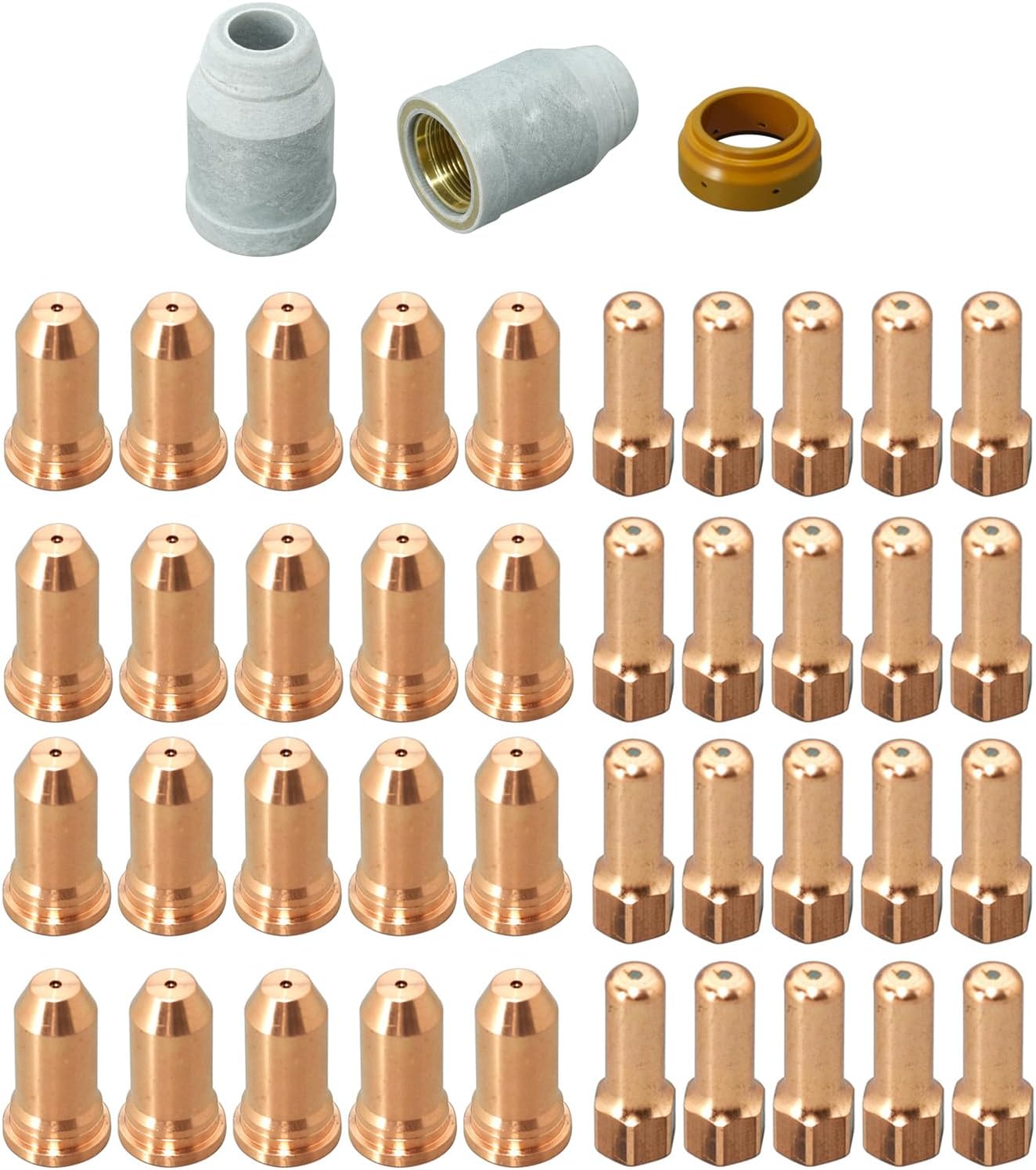 RIVERWELD IPT-100 PT100 Plasma Cutter Electrodes Tips Nozzles 1.5mm Shield Cups and Swirl Ring for IPT100 Plasma Cutter Torch Pack of 43