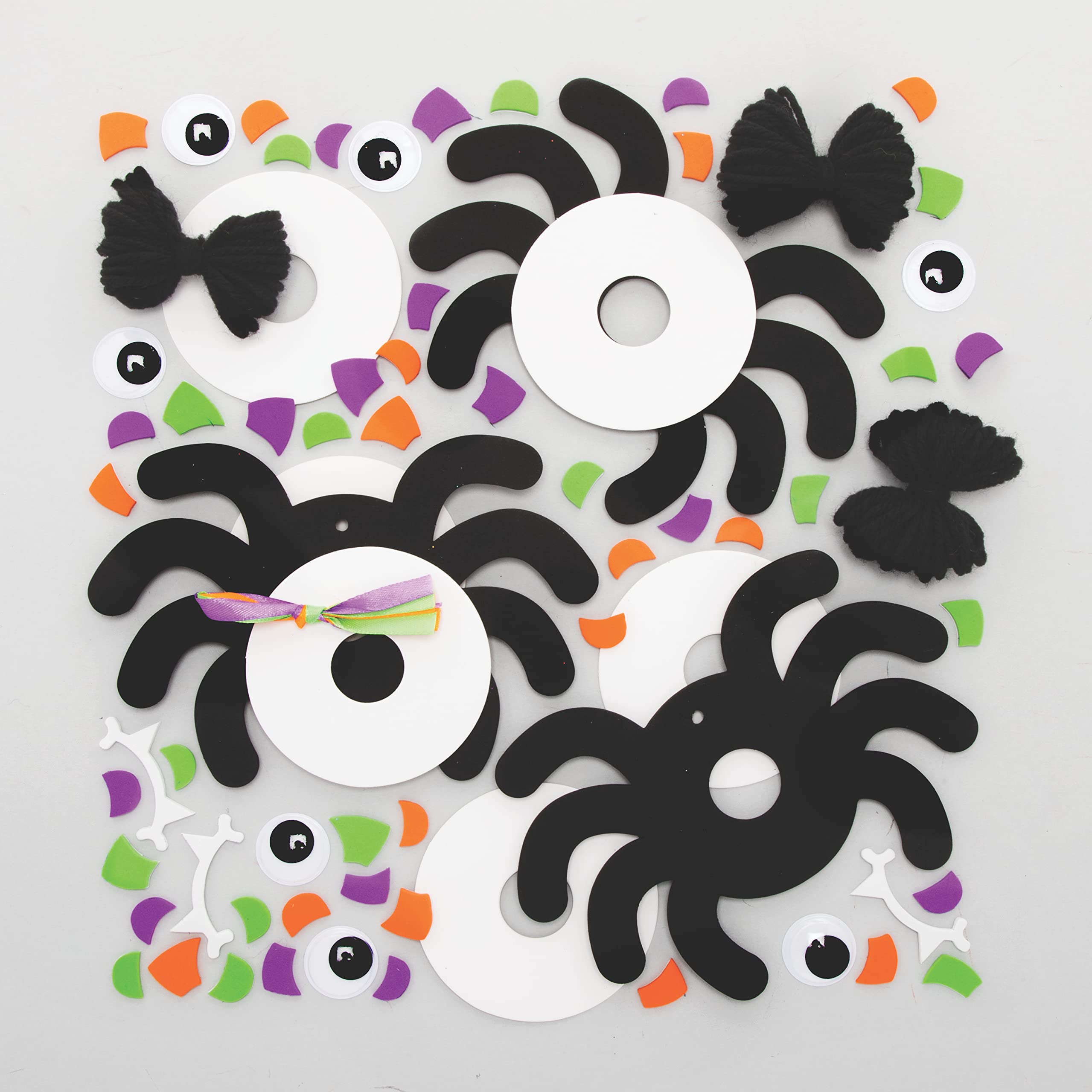 Kit Manualidad Halloween - 4 Arañas Gigantes 3D Para Colgar, Decoración Espeluznante Para Fiestas Y Aulas (Incluye Plantillas Y Espuma)