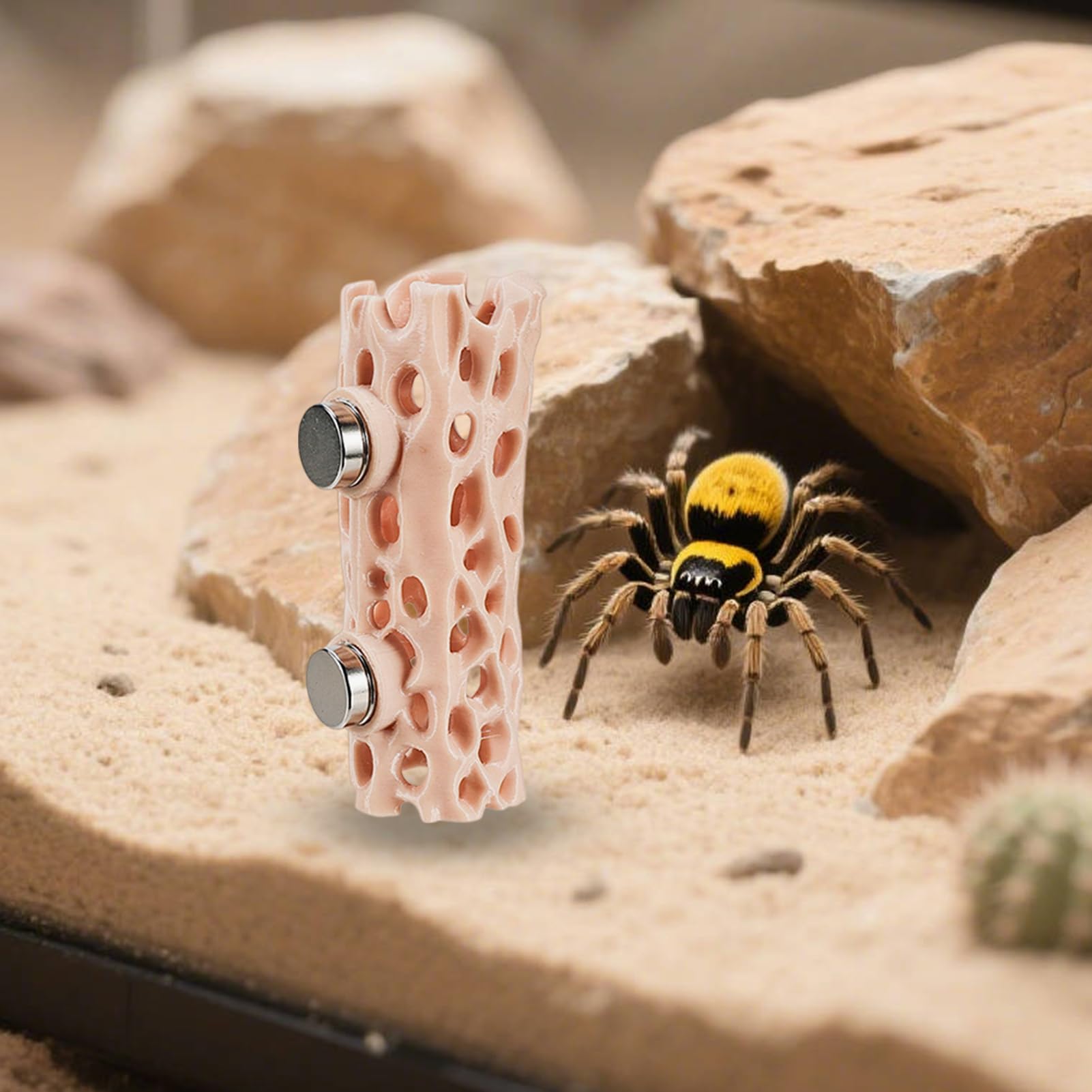 Spider Shelter - Magnetic Reptile Hiding Place | 3D Printed Gecko Cave, Sturdy Habitat for Jumping Spider, Climbing Pet Frog, Amphibian Enclosure, Safe and Easy-to-Attach Terrarium Accessory