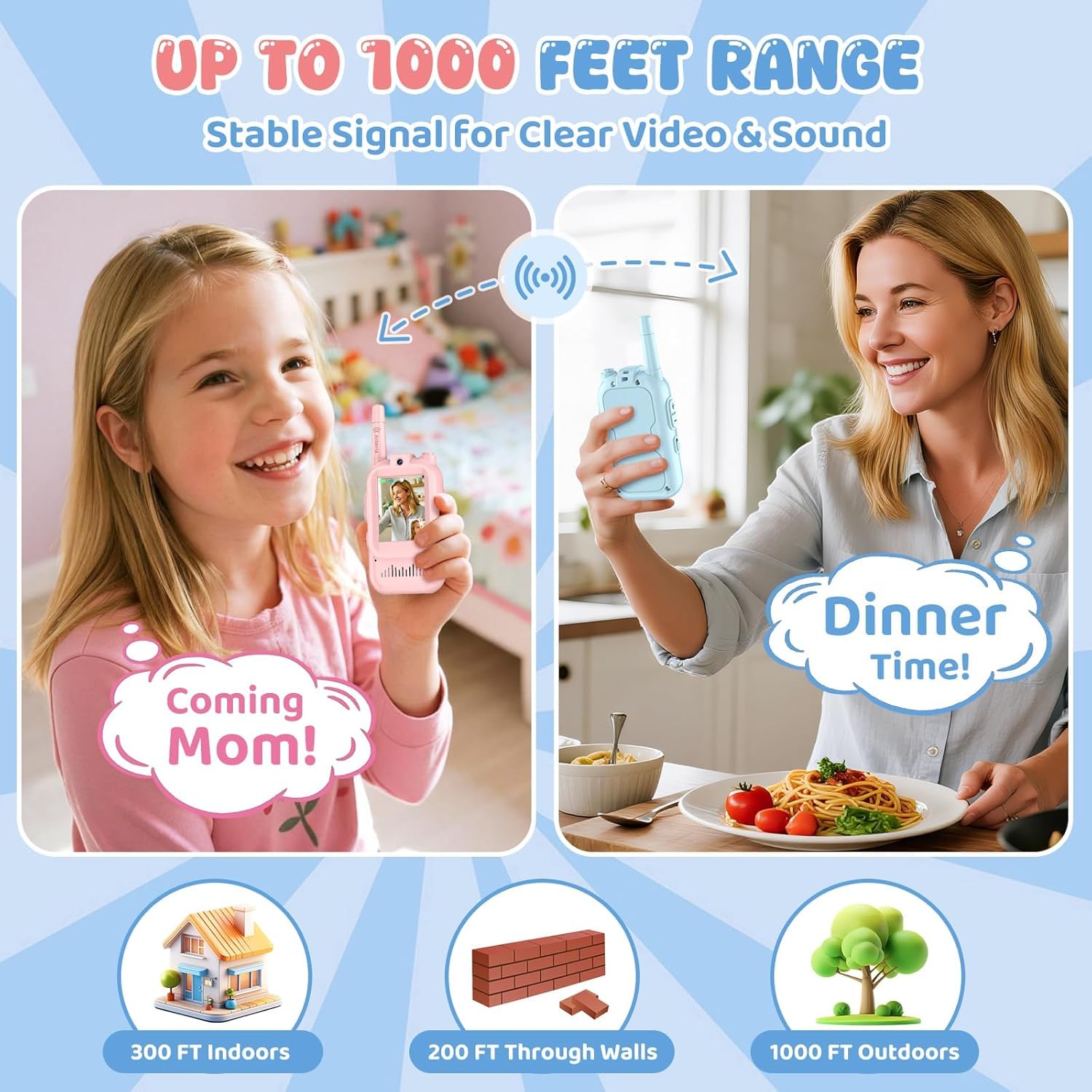 Felly Walkie Talkies for Kids 2 Pack, Rechargeable Handheld Two Way Radios Toys, Screen Display & Voice Changer - Image 2