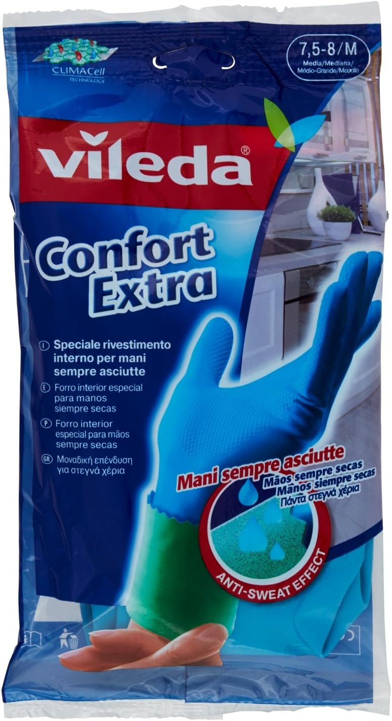 ViledaComfort and Care Rubber Gloves with Chamomile Lotion Size M, 1 Pair