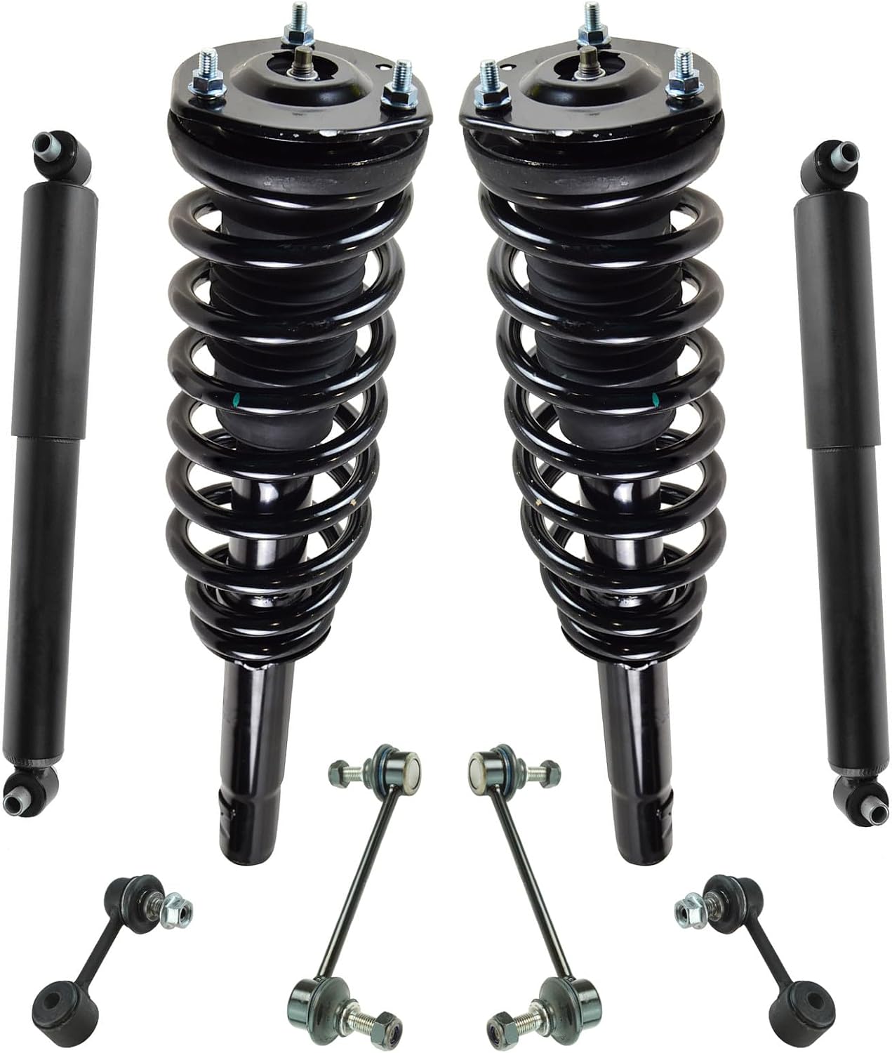 TRQ Front and Rear Suspension Kit Shock & Spring Strut Assembly Shock Absorber Sway Bar Stabilizer Link Compatible with 2010-2012 Ford Fusion Lincoln MKZ 2010-2011 Mercury Milan