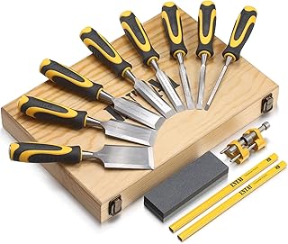 Sponsored Ad - ENTAI 12-Piece Wood Chisel Set, with 8-Piece CR-V Wood Chisel, 1-Piece Honing Guide, 1-Piece Sharpening Sto...