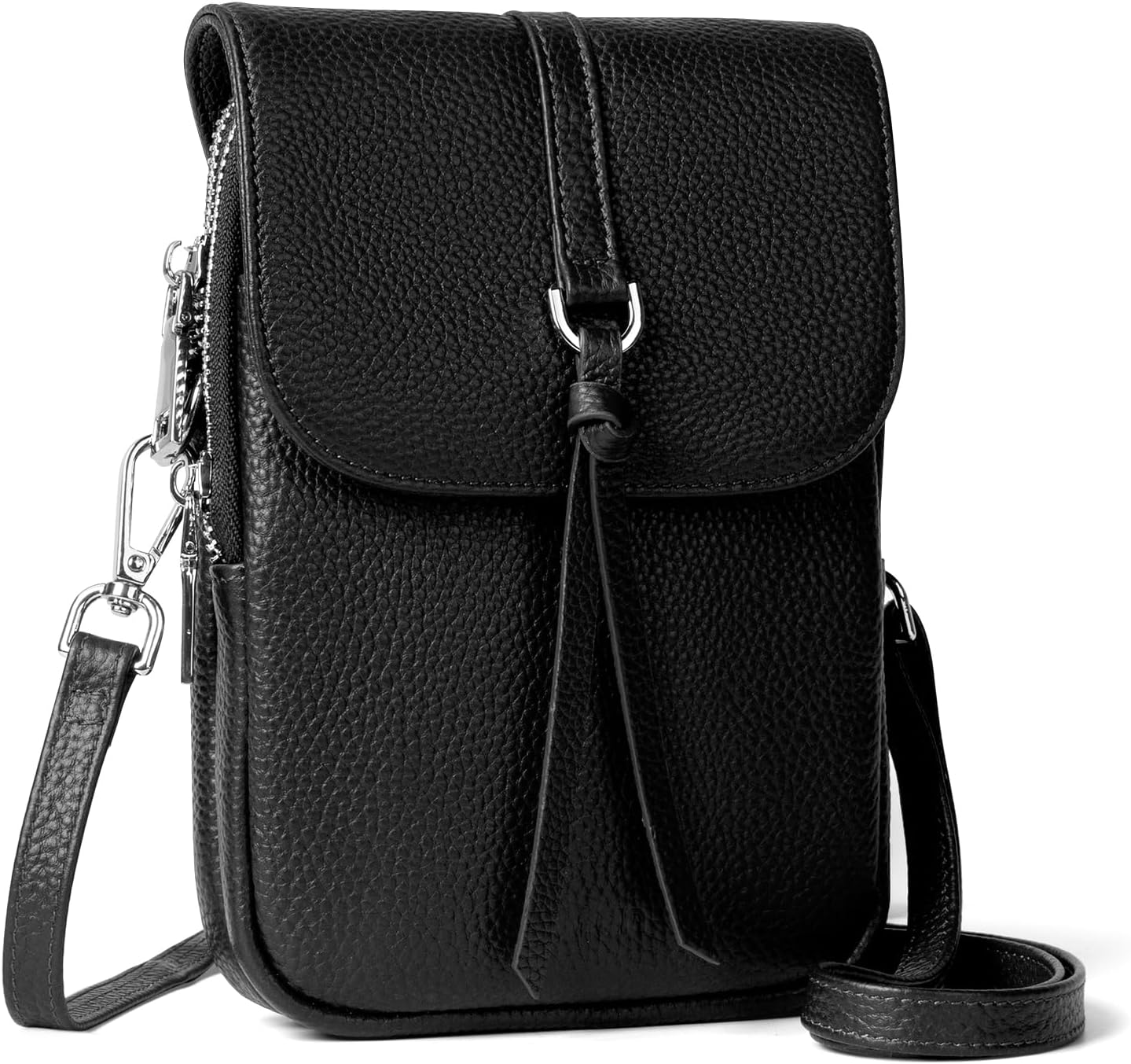 beef Genuine Leather Mobile Phone Case for Hanging RFID Blocking Mobile Phone Shoulder Bag Women's Small Handbag Leather Mobile Phone Case with Purse for Hanging Crossbody Bag with Adjustable