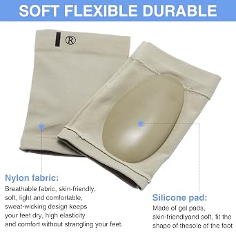 Arch Support Sleeves Compression Arch Support Plantar Fasciitis Relief Brace with Gel Pad Inside Metatarsal Foot Arch Supports for Flat Feet Arch and Foot Pain - Men Women (1 Pair Beige)