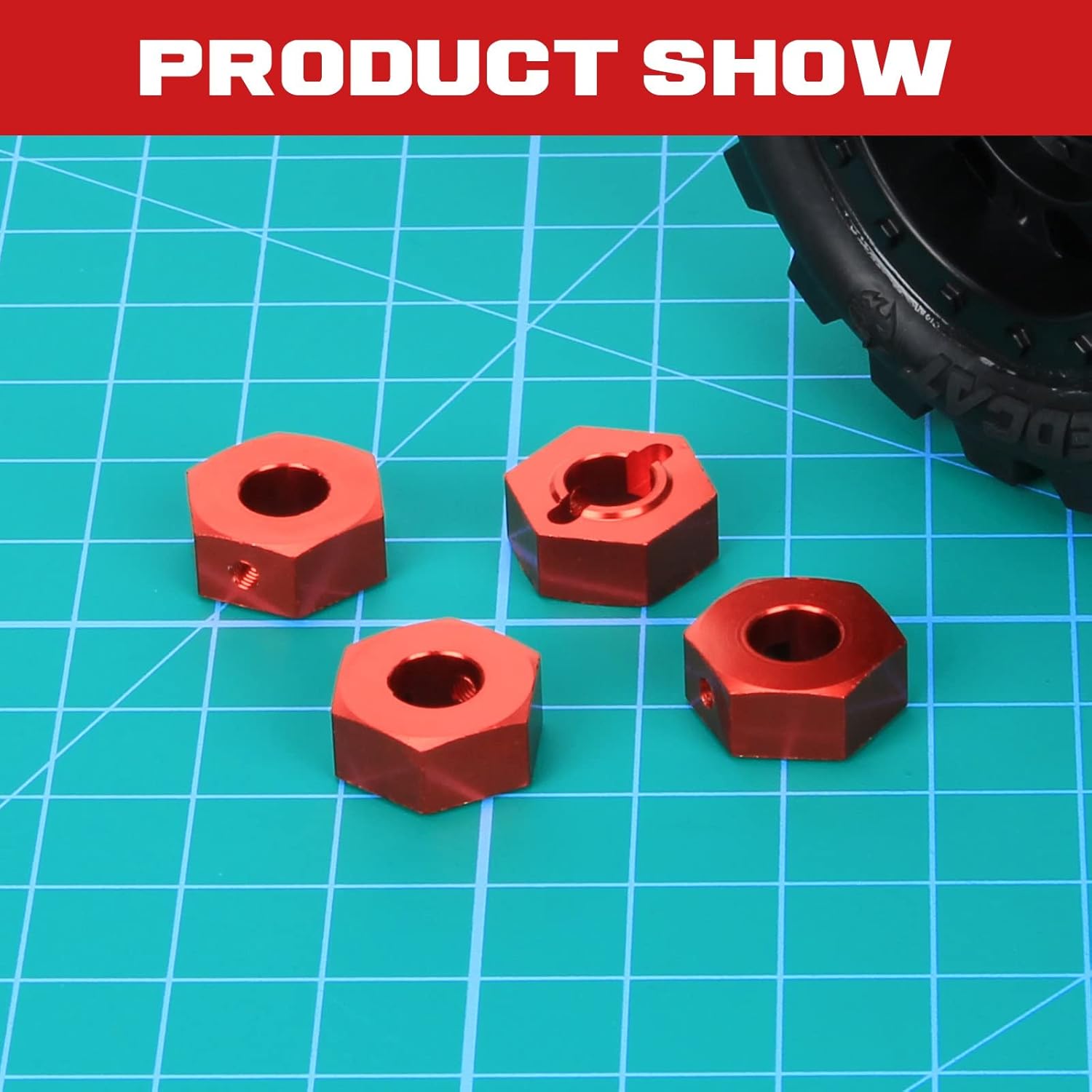 RCAWD Wheel Hex 17mm w Screw Pins for 1/10 ARRMA 4S Kraton & Outcast Upgrades 4x4 BLX, Wheel Nut Hubs Adapter Hex Wheels Hopups Parts for #AR310910, Truck #ARA102690, #ARA102692 Red