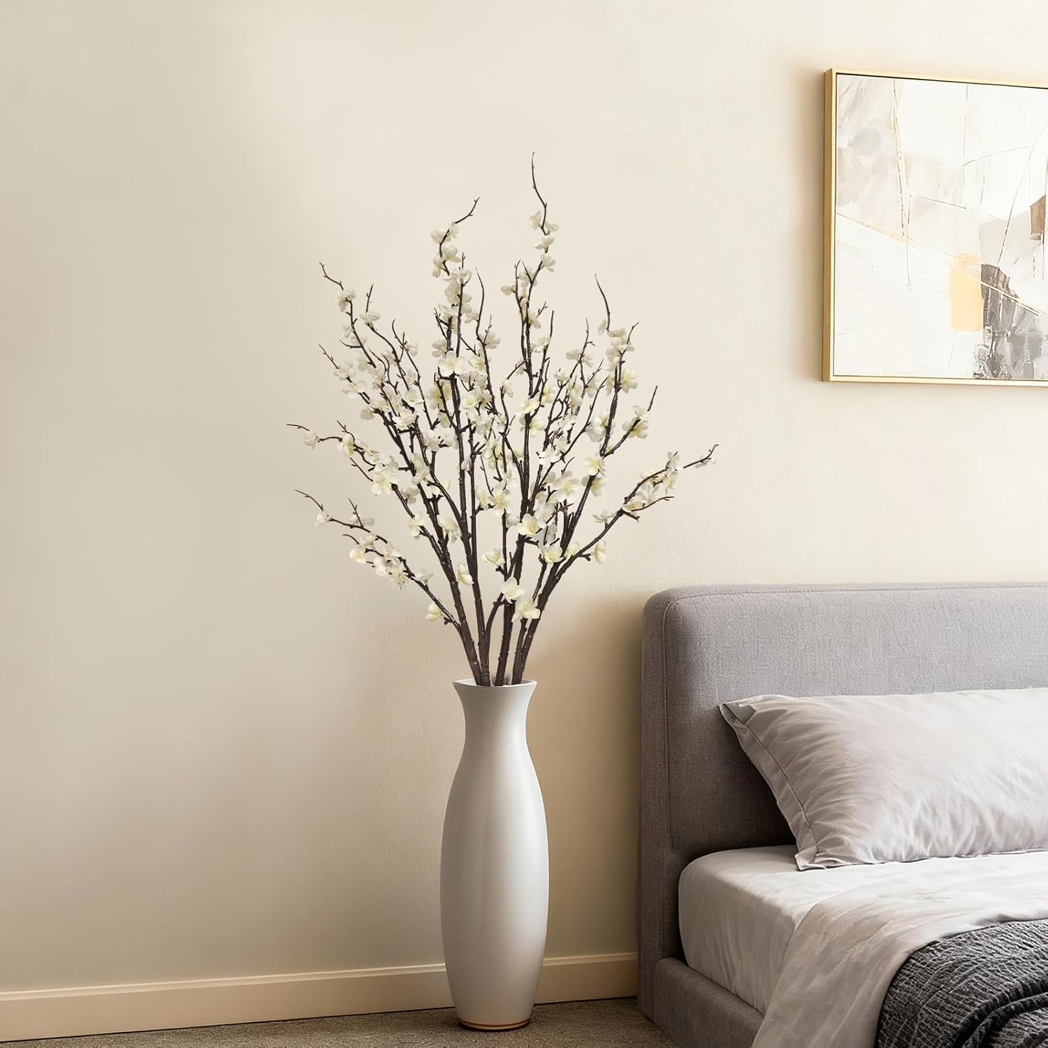 4 Pcs Cherry Blossom Branches 39 Inch White Fake Flowers Spring Decorations for Home Decor, Artificial Flowers Long Stem Branches for Vase Wedding Office Party Table Decor Centerpieces - Image 2