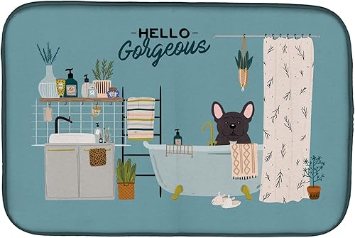 Miniatura 237 de Caroline's Treasures CK7824DDM - Tapete absorbente para secado de platos con diseño de bulldog inglés, rojo y blanco, para encimera de cocina, 14 x