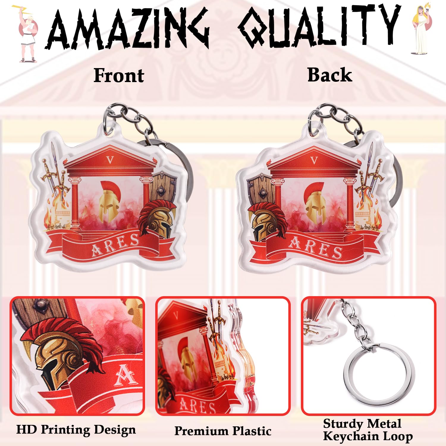 Htabiol Greek Mythology Keychains, 15pcs Olympian Gods Cabin Keychains, Greek Mythology Party Favor Gifts, Fit for Olympian Gods Birthday, Percy Jackson Party, Camp Half Blood Birthday