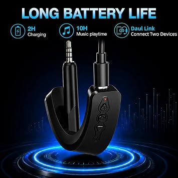 Bluetooth Adapter for Bose QuietComfort 15, Black | Add Bluetooth Audio to Bose QC15 Headphones, with AptX Support, Builtin Microphone & Volume Controls
