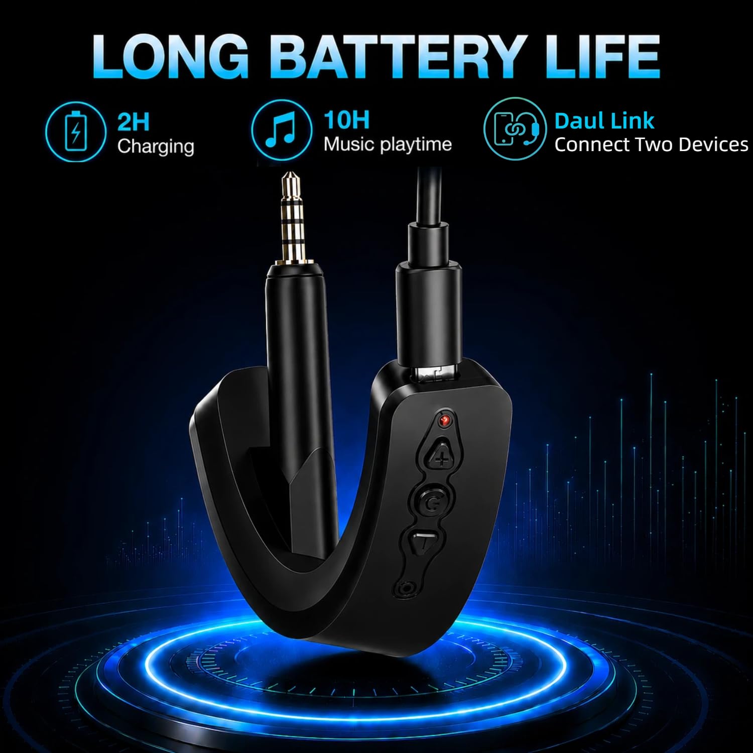 aptX - Adaptador inalámbrico Bluetooth 5.0 para Bose QuietComfort QC 15 con micrófono/Control de Volumen, Color Negro