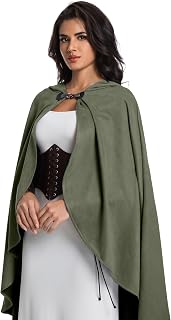 Medieval Hooded Cloak for Women Men Renaissance Hobbit Halloween Costume Cape Short Pile Wizard Witch Outfit