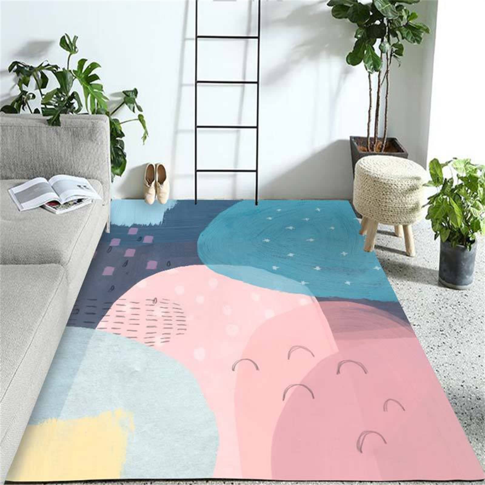 Tapis de bain enfant et tapis chambre fille rose lavable