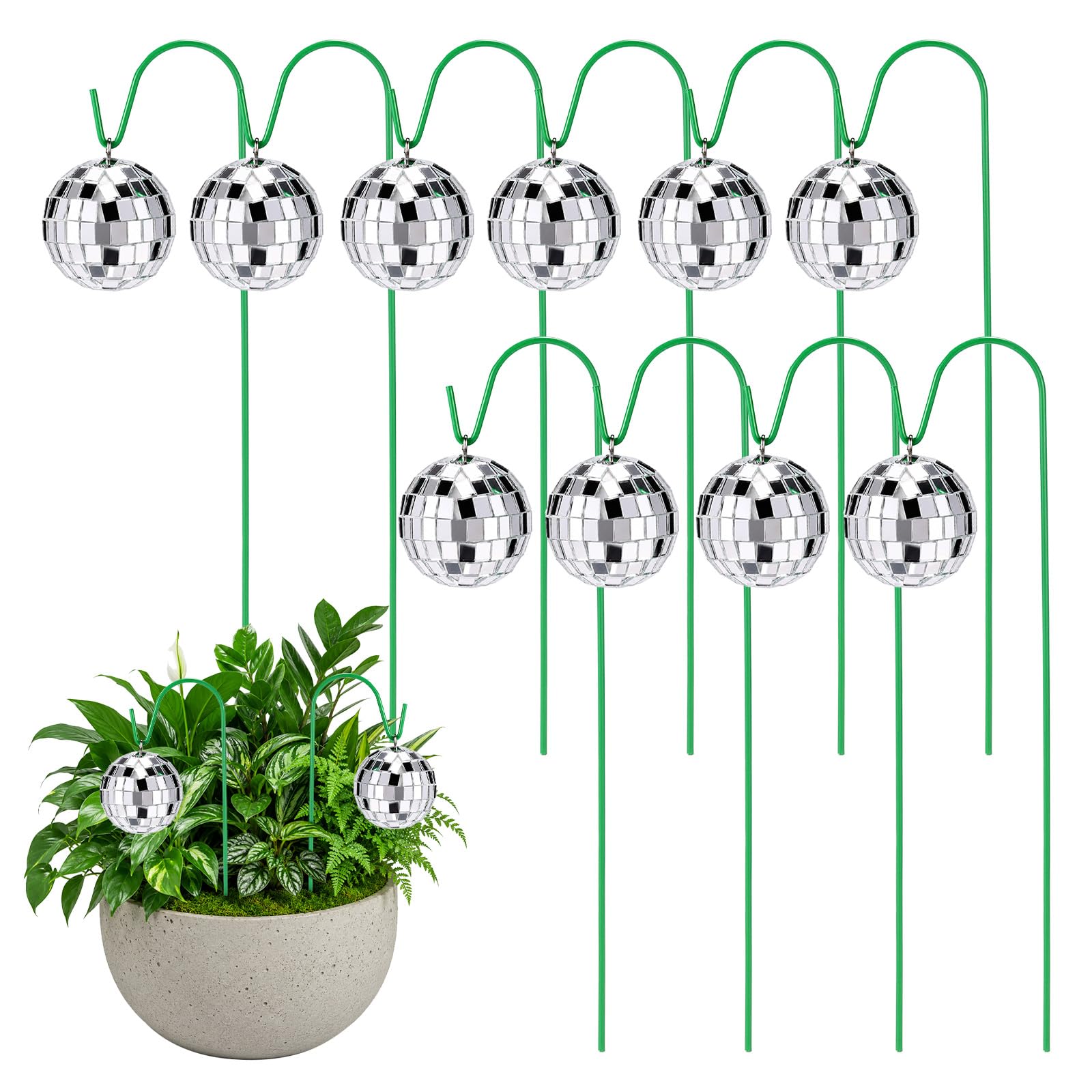 BOXOB 10pcs Disco Ball Garden Stakes, Outdoor Disco Ball Waterproof