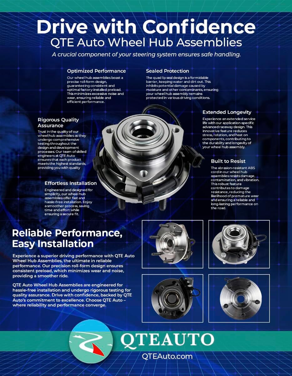 PM Auto Pair of 2 Front Wheel Hub Bearing Assembly for 2002-2008 Dodge RAM 1500 5 Stud Wheel