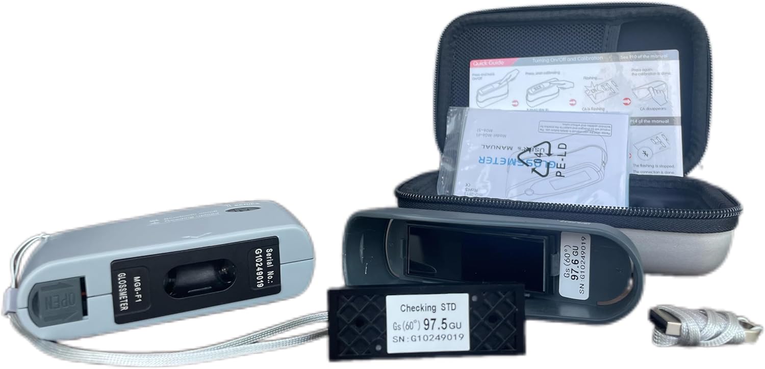 Paint Gloss Meter Gloss Meter Digital Glossmeter 60 Degree Test Angle Support USB Range 0-199GU Accuracy ±1.5GU For Handheld Printing Ink Paint Gloss Gauge ASTM ISO Standard