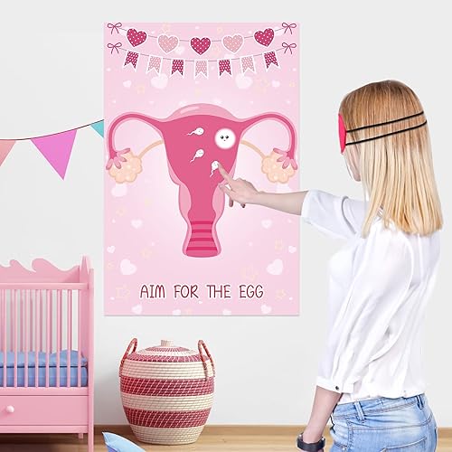 Miniatura 5 de 68 piezas Aim for The Egg Fun Party Game Baby Shower Party Favor Cartel grande con vendas y calcomanías elegantes para juegos de baby shower