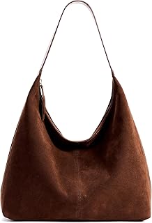 Damen Shopper Handtasche Schultertasche Wildleder Tote Bag Vintage Hobo Tasche mit Reißverschluss Groß für Arbeit Schule Shopper Lässige täglich