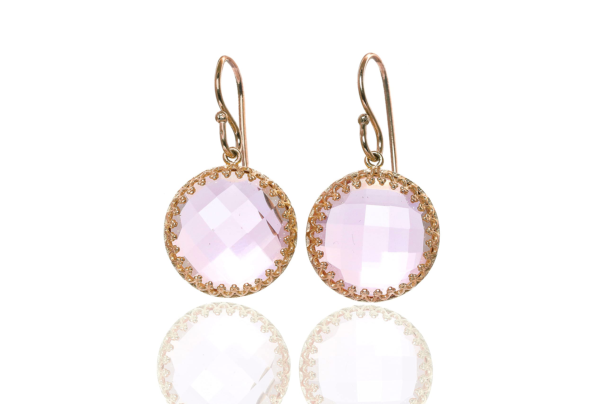 Dichiarazione Orecchini di Quarzo Rosa - Vibranti Orecchini di Pietra Semipreziosa - Orecchini Chic per Tutti i Giorni, Orecchini di Gemma - Anniversario, Regali di Compleanno per Donne