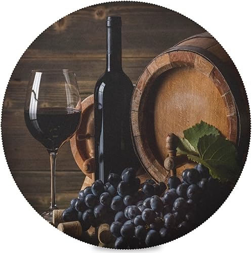 Copas de vino tinto de madera uva mantel redondo impermeable antiencogimiento mantel de poliéster suave lavable para banquetes hogar interiores o