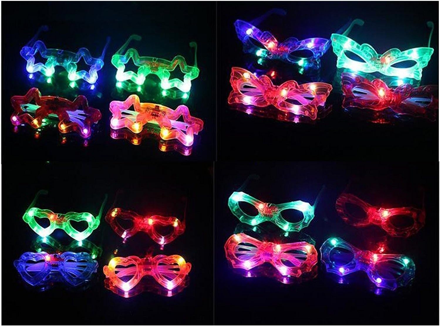 KIDSTAB Ziggle Neon Florescent LED Googles (Red, White and Pink) - Pack of 4