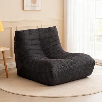HealthRelife Bean Bag Chair, Togo Style Fireplace Lounge Chair with Memory Foam, Giant Bean Bag Sofa for Adults, Comfortable Floor Sofa for Living Room, Bedroom, Gaming and Office Brown
