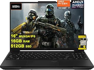 ASUS TUF Gaming A16 Laptop 16" WUXGA 165Hz 100% sRGB AMD 8-core Ryzen 7 7735HS 16GB RAM 512GB SSD Radeon RX 7700S 8GB (>RTX4060) Backlit USB4 Fast Charge AI Noise Cancelation Win11 w/ICP Accessory