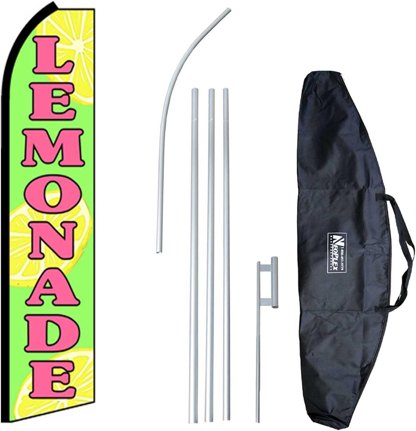 Lemonade 12-Foot Swooper Feather Flag and Case Complete Set...Includes 12-Foot Flag, 15-Foot Pole, Ground Spike, and Carrying/Storage Case