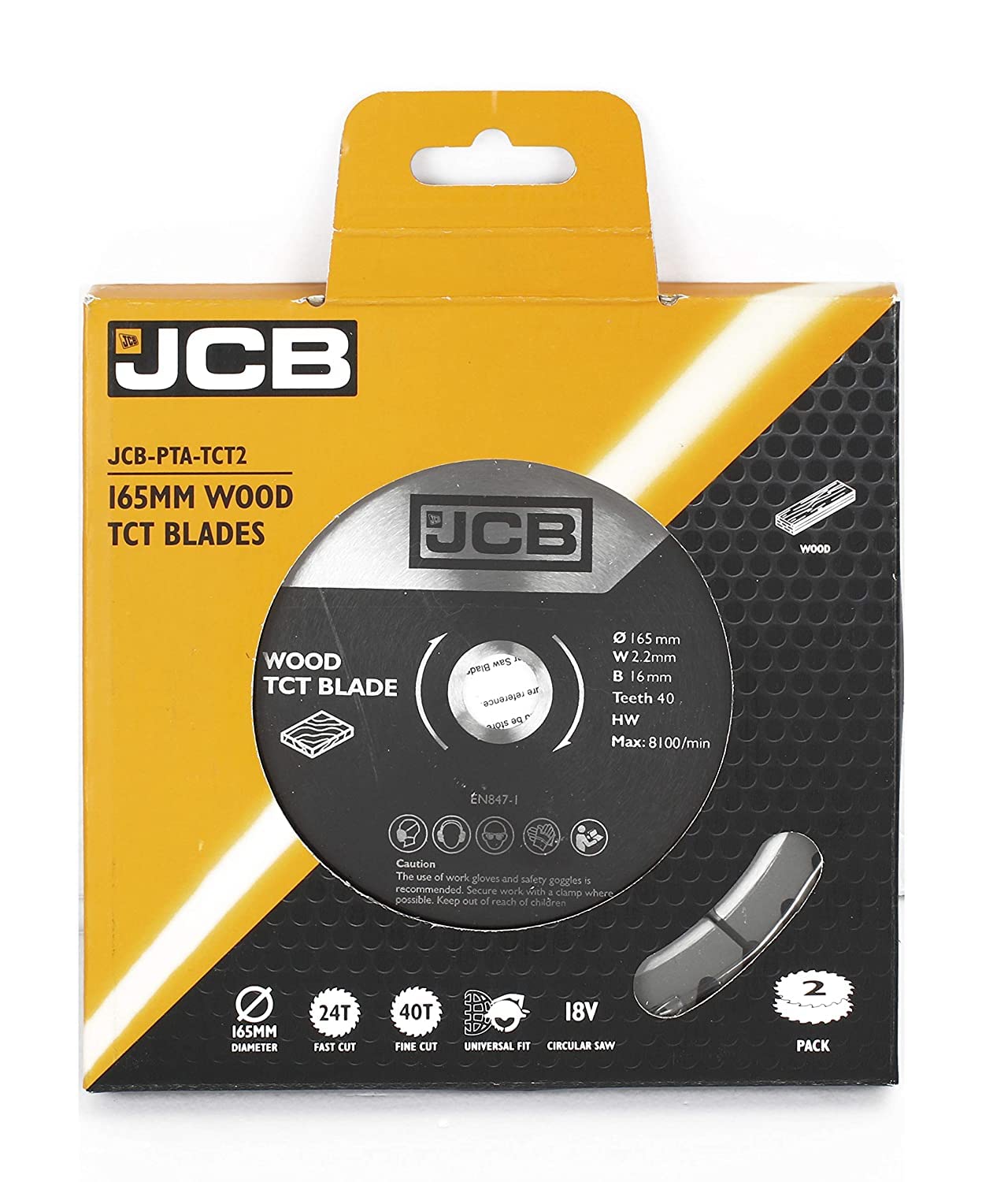 TCT Wood Saw Blade Set - 165mm - 2 Piece Kit - Durable Tugsten Carbide Tips - 24 and 40 Tooth Blades - Fast Cutting - Universal Fit - 16mm Bore - Compatible with JCB 18V Circular Saw