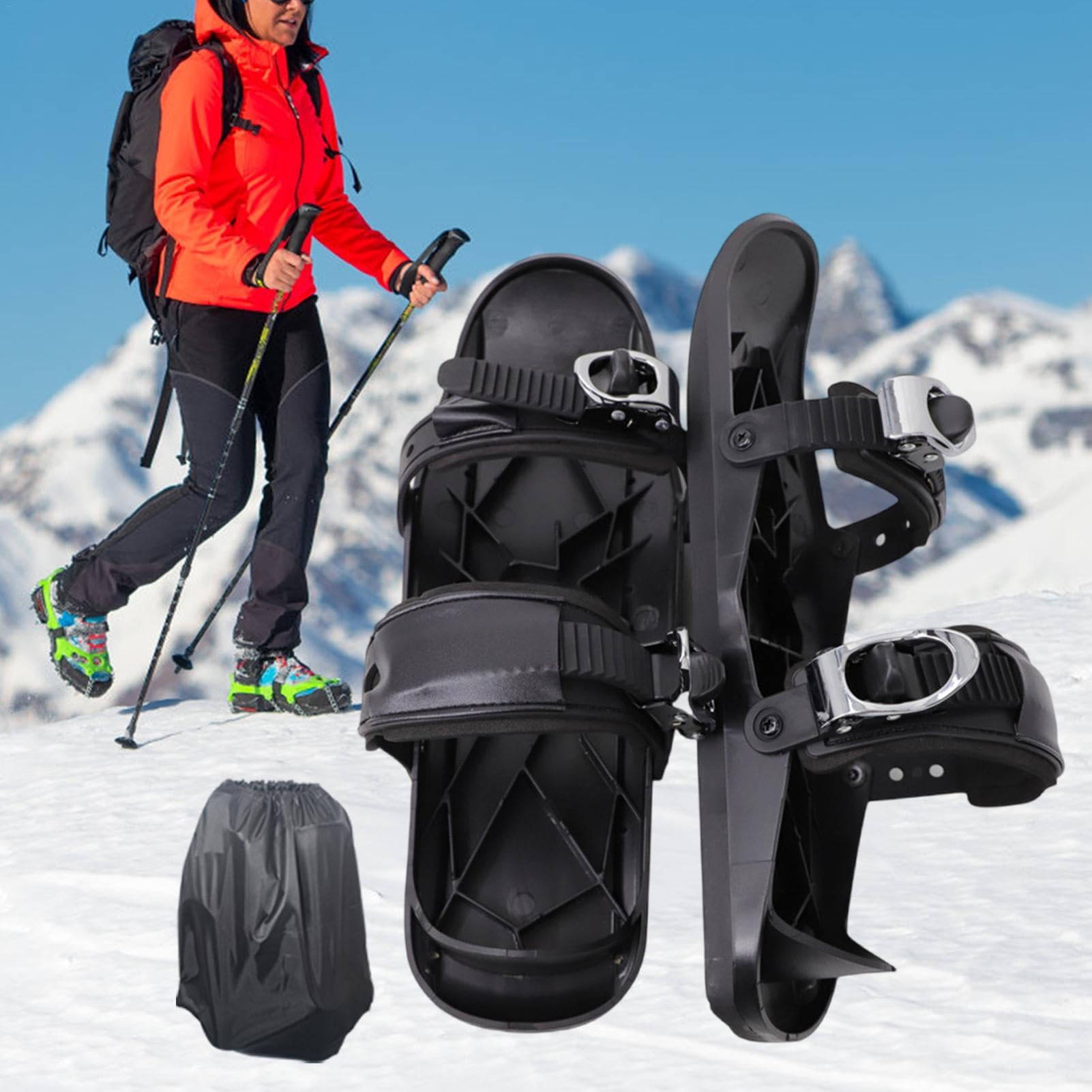 Raquettes à neige pour homme, raquettes de neige pour femme - Accessoires de ski antidérapants avec sac de transport - Skis courts multifonctions réglables pour hommes et femmes - Randonnée d'hiver et