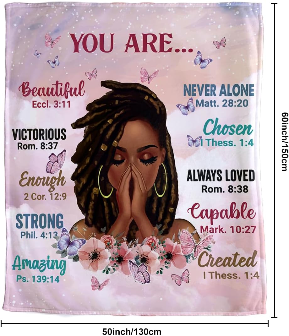 Throw Blanket, Soft Fleece Blanket with Inspirational Positive Thoughts and Quotes for Bedroom, Ideal as a Gift for Girls and Women 50x60 Inch - Image 3