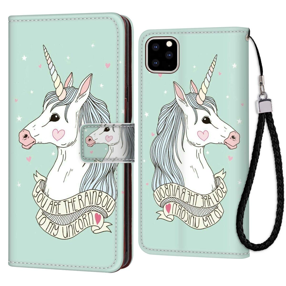 Green Unicorn Apple iPhone 11 Pro Wallet Case (2019) 5.8in for Women
