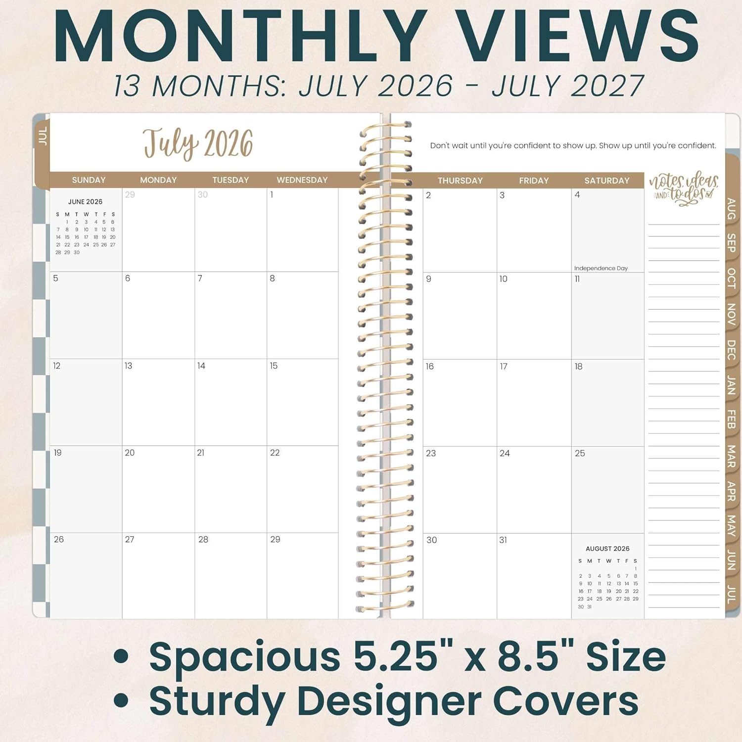 bloom daily planners 2026-2027 Planner - Academic Year (July 2026 - July 2027) Monthly & Weekly Soft Cover Planner for Women - 13 Month Calendar Agenda Book with Stickers - 5.5" x 8.25" - Checkered