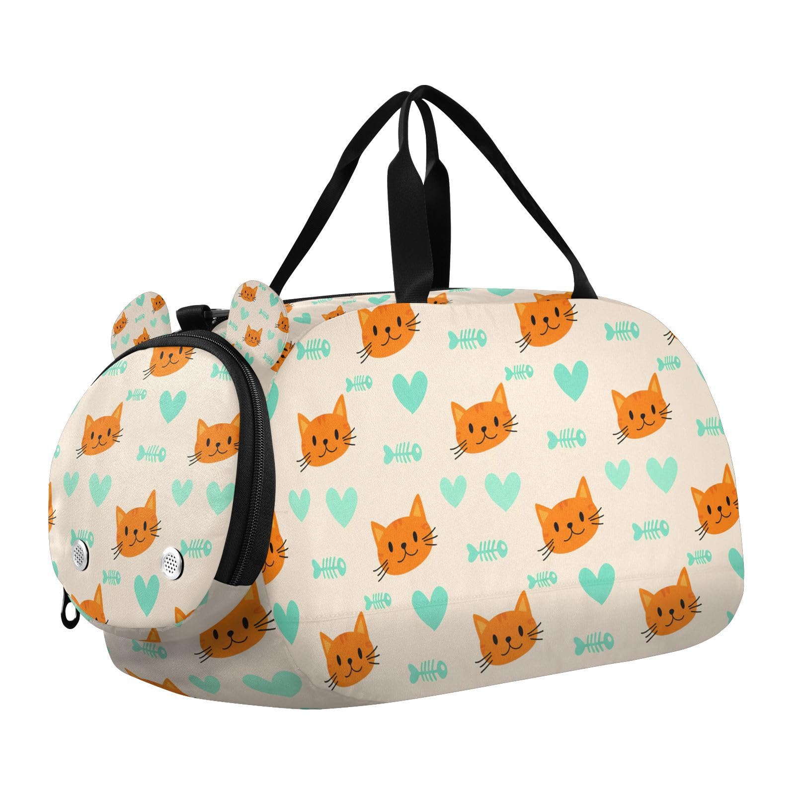 Bulletgxll Cute Cartoon Cats Kids Duffle Bag, Overnight Travel Sport Gym Bags with Shoe Compartment for Boys & Girls