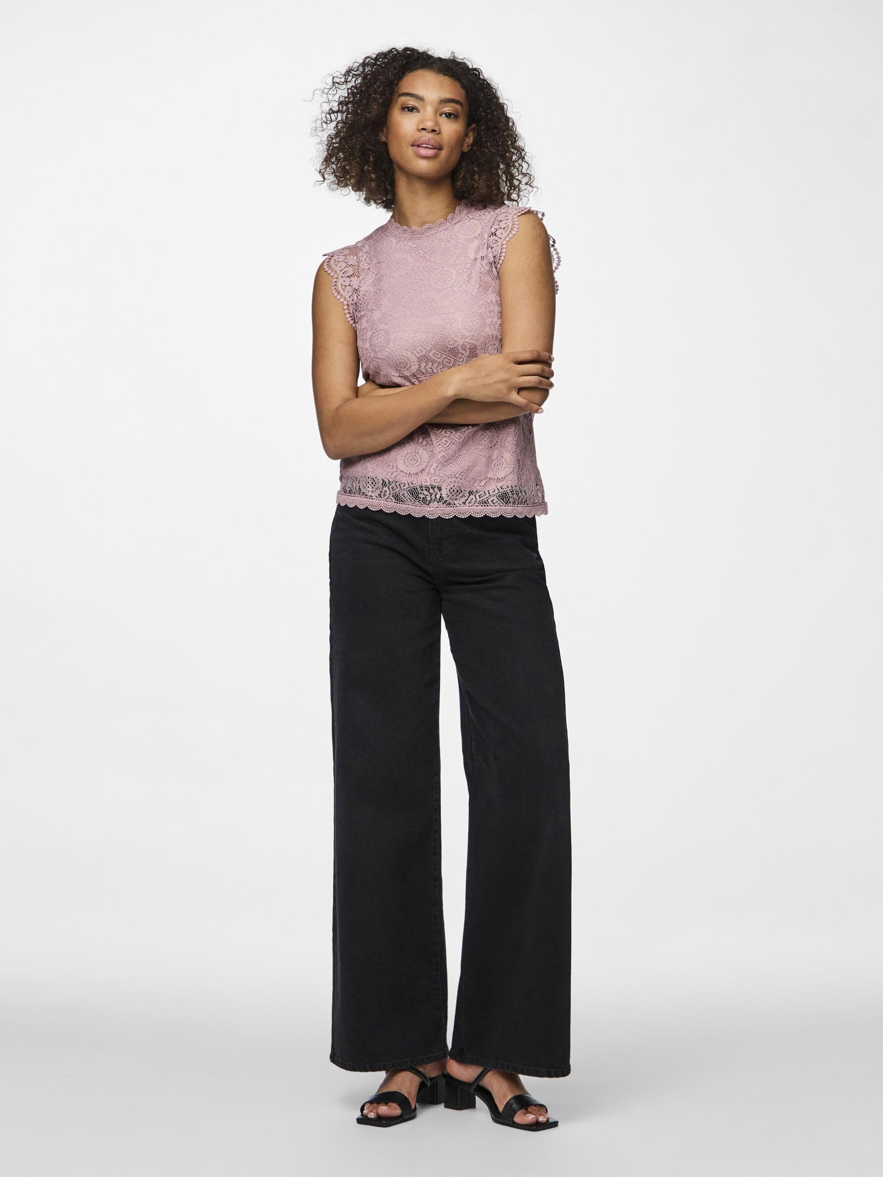PIECES Koronkowy top Kobiety Pcolline Sl Lace Top Noos Bc