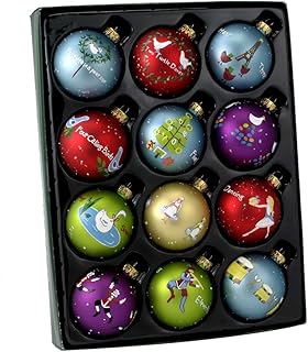 Kurt Adler Twelve Days of Christmas Ball Ornament, 65mm, Set of 12