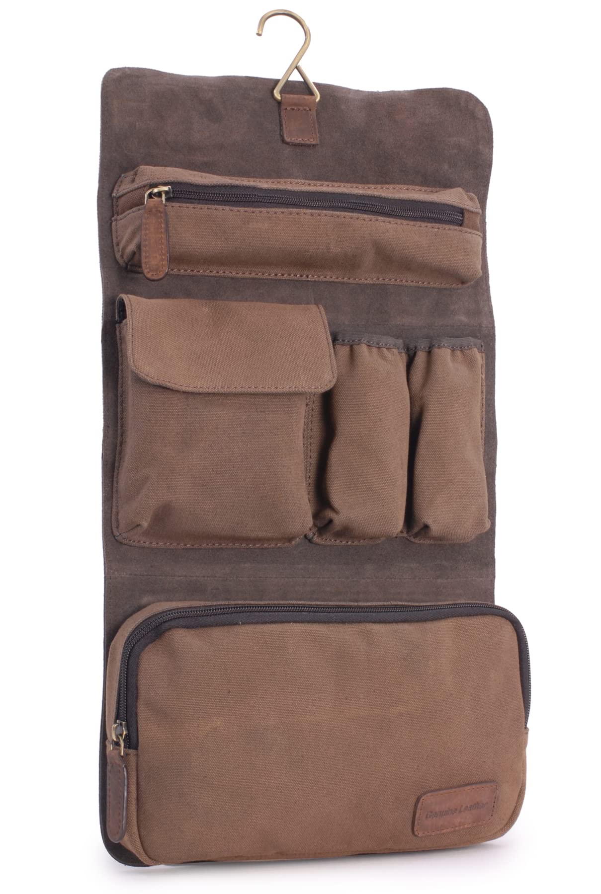Ashwood - Neceser de Viaje de Piel - Bolso de Aseo Mediano Colgante - Bolso de Baño para Hombre - Neceser con Gancho - 7010 - Marrón Barro