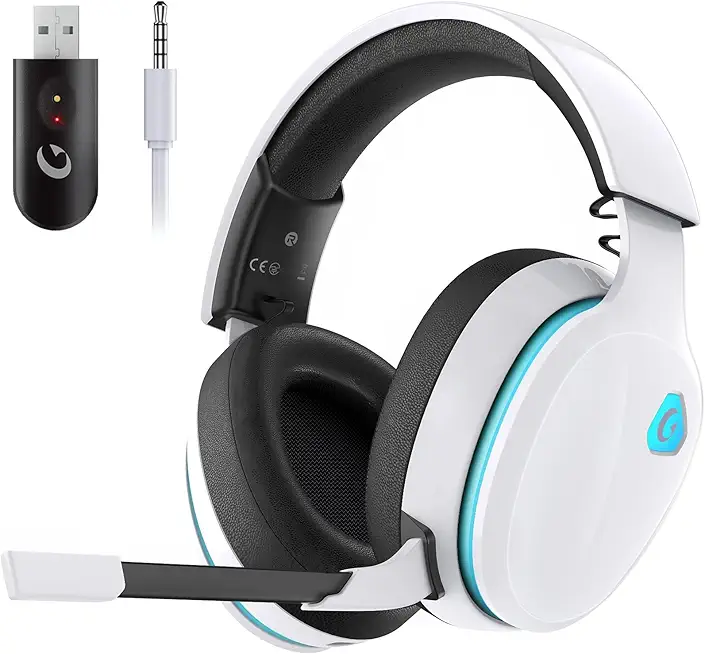 Gvyugke 2,4 GHz Wireless Gaming Headset für PC, PS4, PS5, Mac, Switch, Bluetooth Kabelloses Kopfhörer mit abnehmbarem Mikrofon mit Geräuschunterdrückung, 3,5 mm Kabelmodus für die Xbox-Serie