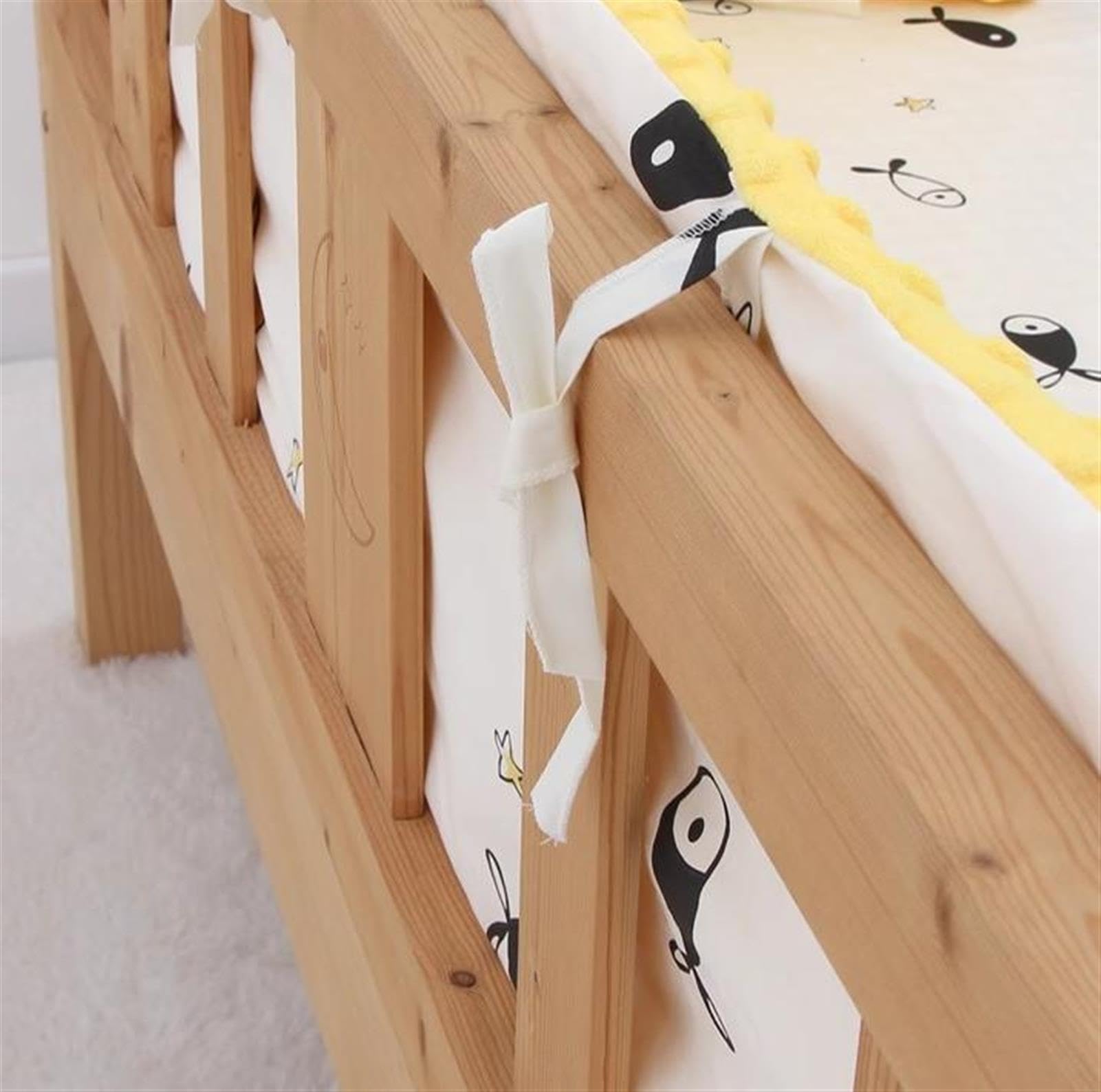 Cama Infantil Haya Cuna De Madera para Guardería con Barandilla Cama De Listones De Madera Natural Cama Individual para Niño Cama De Princesa Niña