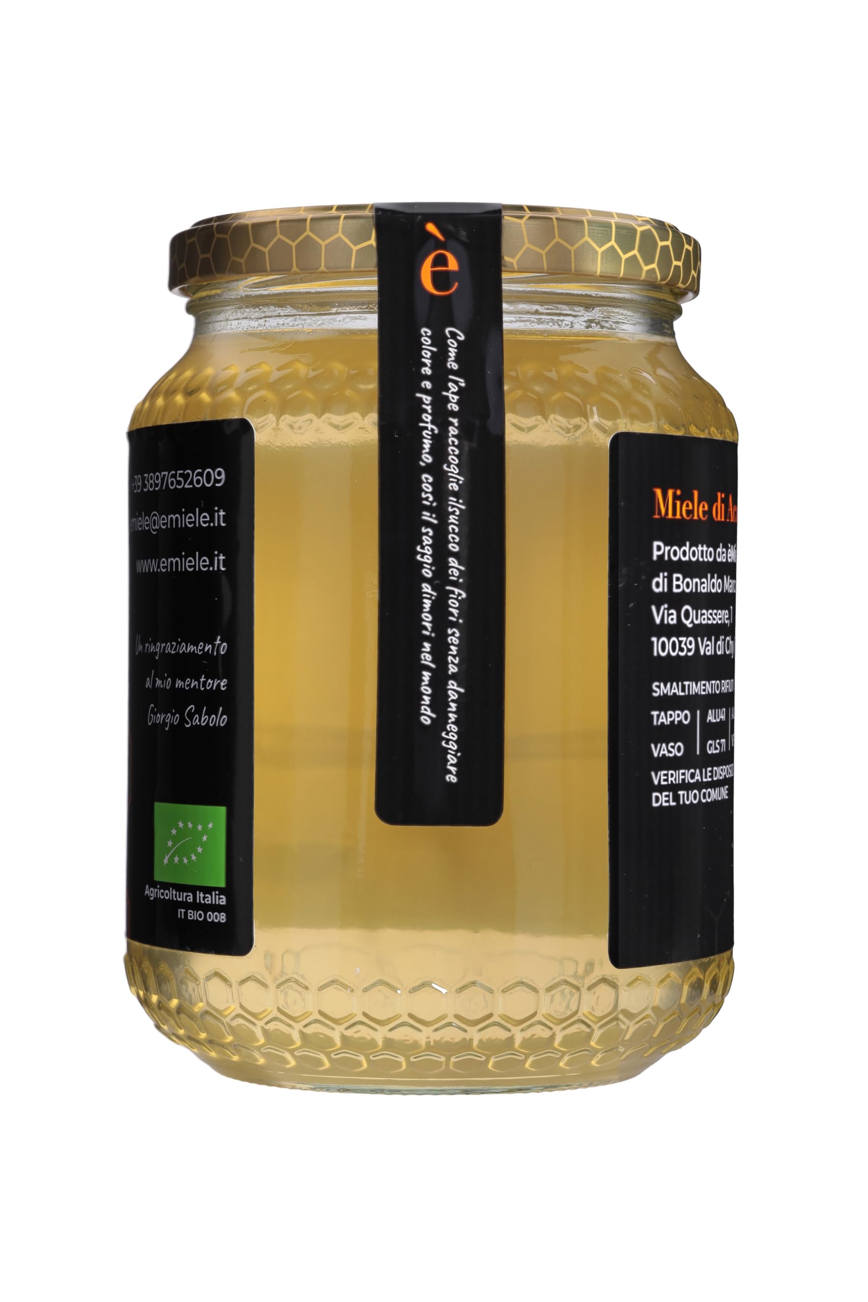 èMiele - Miele Biologico Italiano di Acacia, 1000 gr, raccolto in Canavese - Piemonte - Italia
