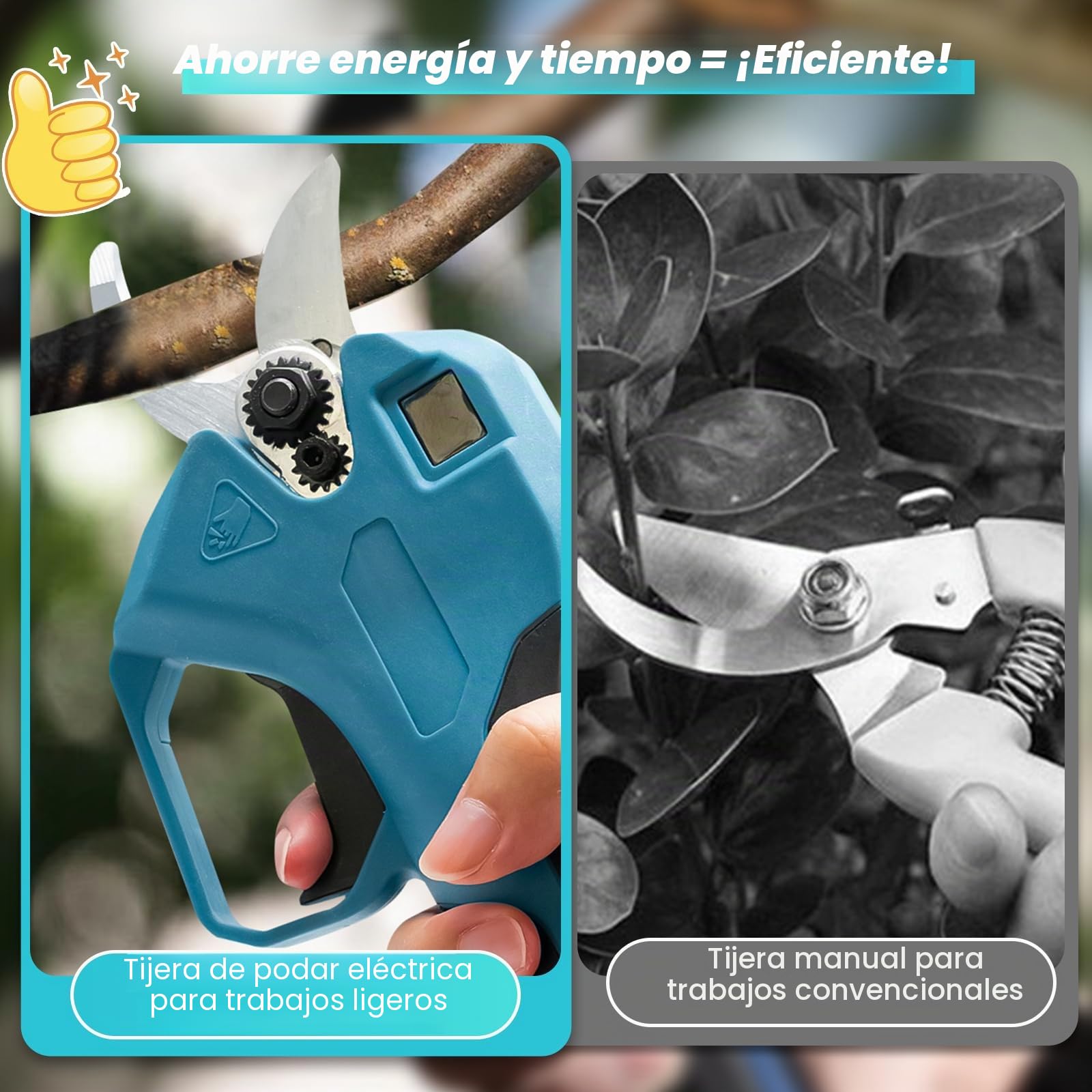 Tijeras De Podar Electricas,Sentasi Podadora Electrica Bateria 2000 mAh*2, Tesoura De Podar Electrica 25mm Diámetro De Corte, 500w Tijeras Podar Bateria Jardín 1-2h Tiempo De Trabajo