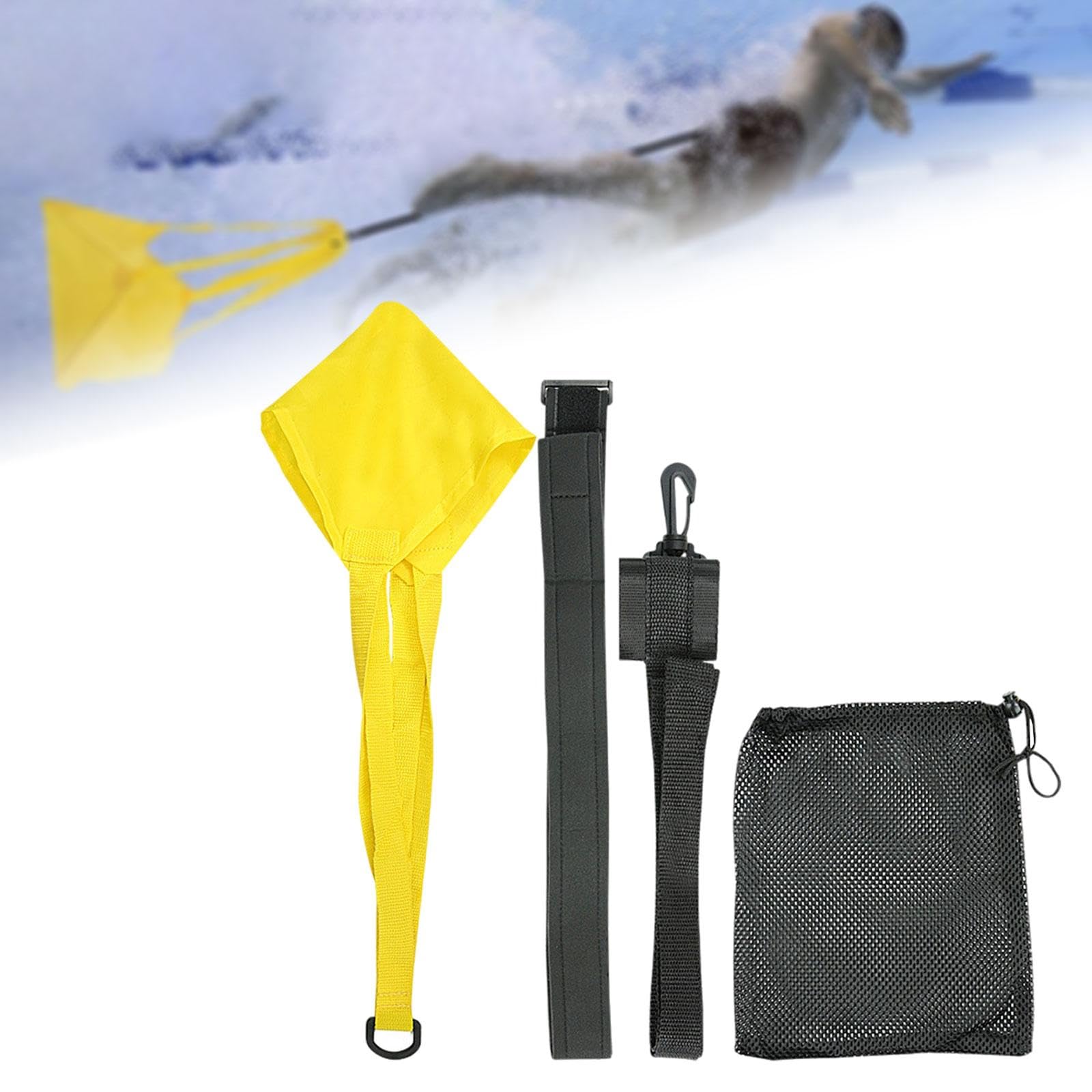 kowaku Swim Parachute Swimming Resistance Belt Parachute Swimming Strength Training Portable Athletes Practical Exerciser Swim Train, Yellow M