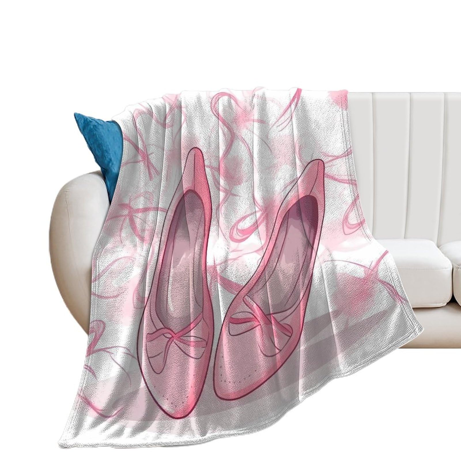 Couverture flanelle imprimé chaussures de ballet plaid chaud mi-saison