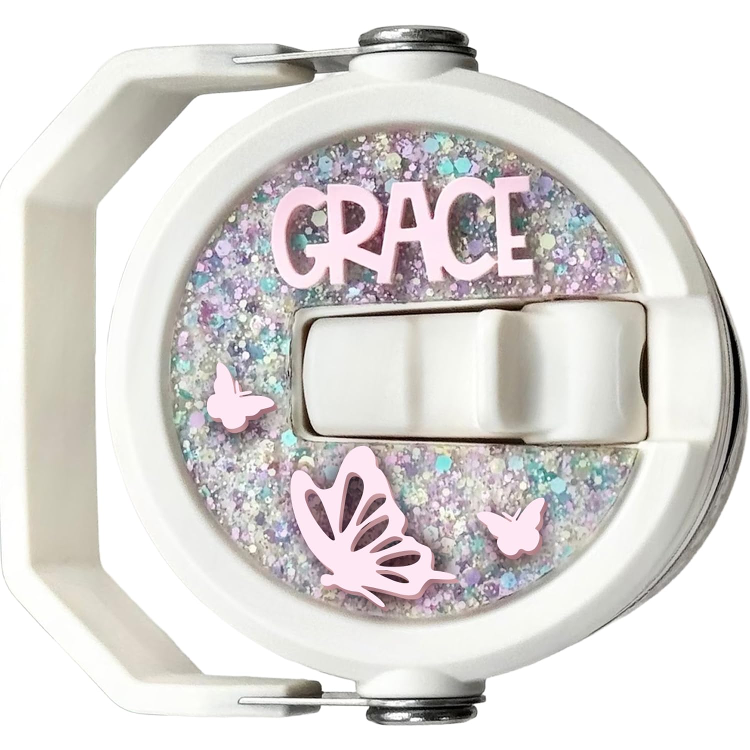 Generic Personalized 3D Butterfly Name Plate for Stanley IceFlow 20/30 oz Tumbler | 100 Color & 10 Font Options | Acrylic Material, Custom Style, Pink