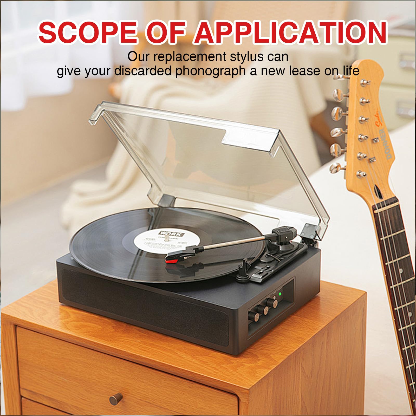4 Pack Pointe de Lecture Aiguille Tourne-Disque Universel Platine Vinyle – Aiguille Diamant de Remplacement pour Platine Vinyle – Stylets Précis pour Une Expérience d’Écoute Optimale