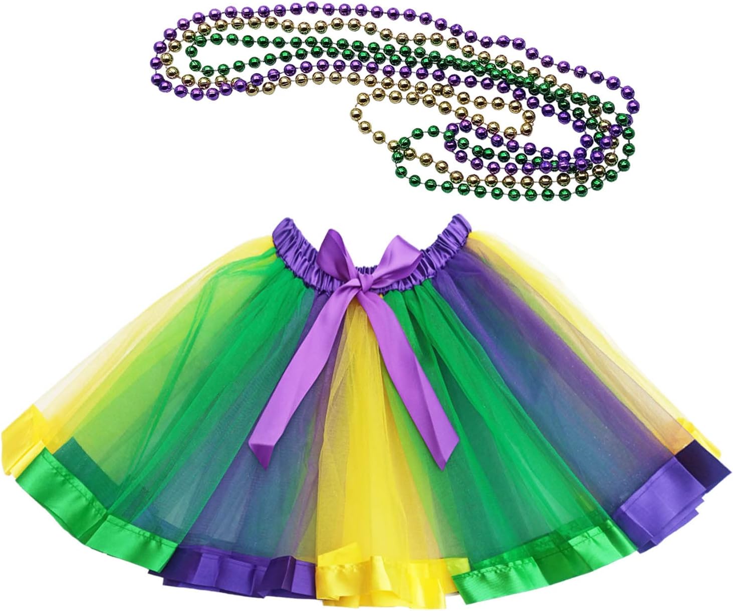 Danballto Mardi Gras Tutu Adult 80s Costume for Women Leg Warmer Glove Teen Girls Beads Necklace Accessories - Image 5