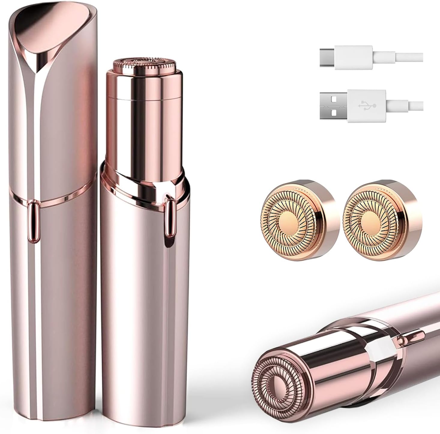 innobeaut Gezichtshaar verwijderen voor vrouwen, pijnloos ontharingsapparaat, dame gezicht elektrisch scheermes voor lip, kin, armen met USB oplaadbaar inbegrepen 2 stuks vervangende hoofden