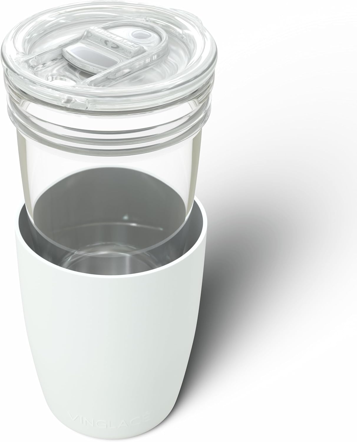 Vinglacé Stainless Steel Stemless Wine Glass- Insulated Wine Tumbler with Glass Insert and Sip Lid, 10 oz, Sea Glass