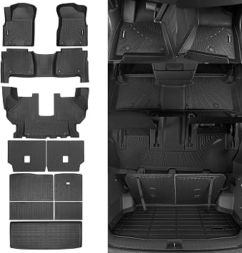 Naibeve Floor Mats for Nissan Armada 2019-2024 7 Seats | All Weather Custom Fit Floor Mats, Cargo Mat, Backrest Mats Interior Protector accessories