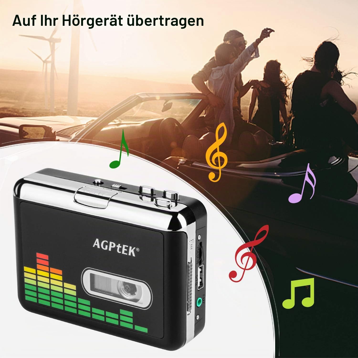 MYPIN Kassettenspieler, Tragbarer Kassettenkonverter USB Audio Kassette zu MP3 Player Konverter Kassette Auto-Rücklauf-Audio Notebook Retro Band Player mit Kopfhörer, braucht Keine Computer